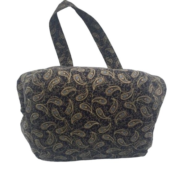Boho 👜 Black Paisley Fabric Shoulder Bag - Picture 3 of 6